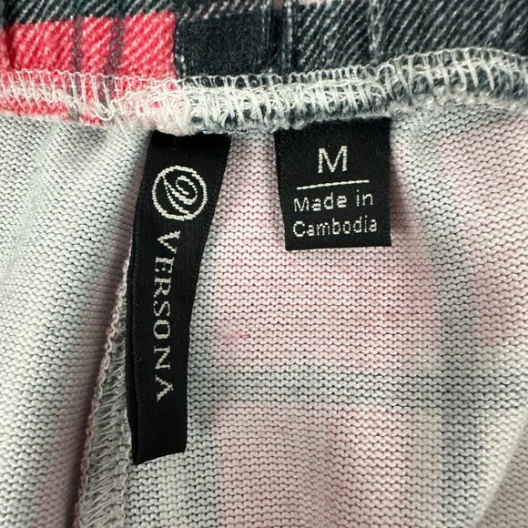 Versona Womens Plaid Lounge Pants Medium Elastic Waist Red Black - Picture 5 of 9
